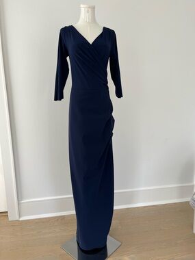 Chiara Boni Midnight Blue Wrap-Front Maxi Dress